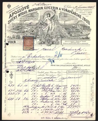 Rechnung Wien /Viden 1908, Apollové Svicky, Mýdlo, Margarin, Glycerin a vonavkárské zbozí, Gesamtansicht der Fabriken