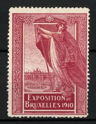 Reklamemarke Brüssel, Exposition de Bruxelles 1910, Frau mit Vorhang