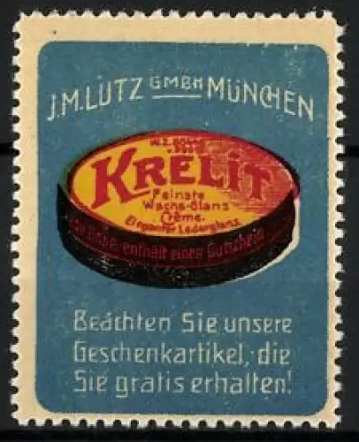 Reklamemarke München, Krellit Wachs-Creme, Wachsdose