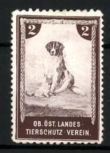 Reklamemarke Oberösterreich, Tierschutz-Verein, Hund, Bernhardiner