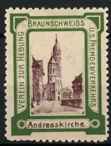 Reklamemarke Braunschweig, Andreas Kirche, Kirchturmansicht