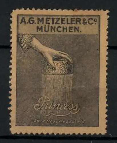 Reklamemarke München, A.G. Metzeler & Co., Hand mit Schwamm