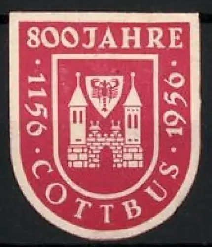 Reklamemarke Cottbus, 800 Jahre, Stadtwappen
