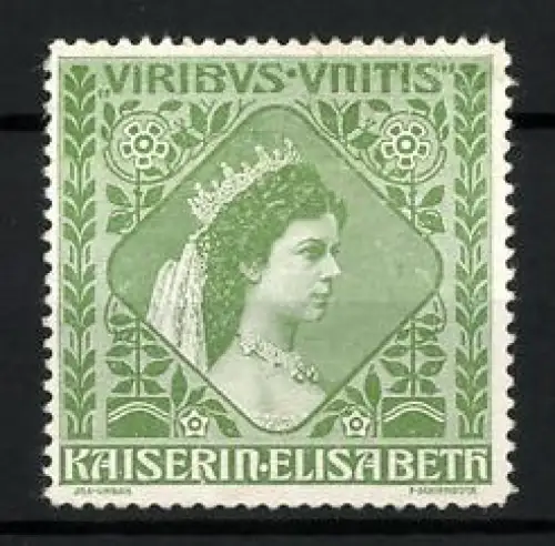 Reklamemarke Viribus Unitis, Sisi Kaiserin Elisabeth von Österreich, Blumenornament