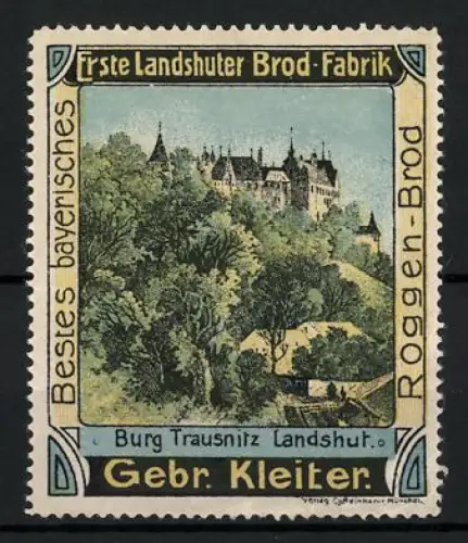 Reklamemarke Landshut, Erste Landshuter Brod-Fabrik, Burg Trausnitz