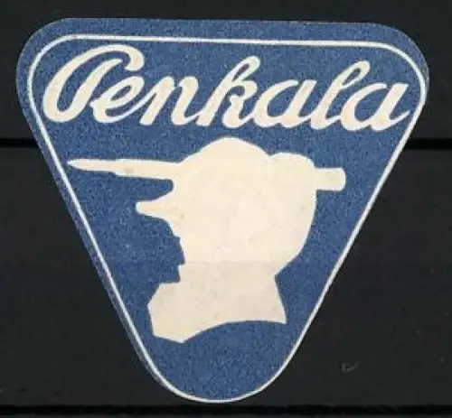 Reklamemarke Penkala, Silhouette Kopf mit Füllfederhalter hinter dem Ohr
