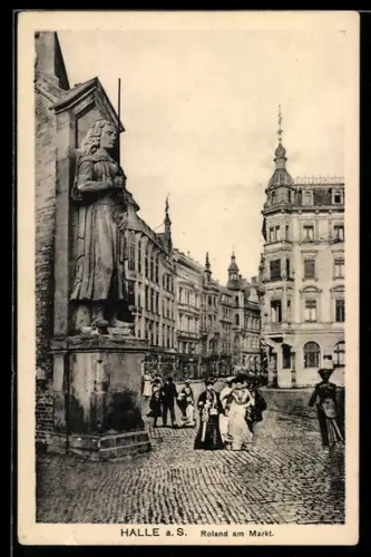 AK Halle a. S., Roland am Markt