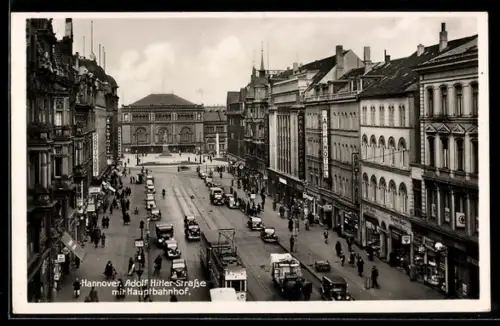 AK Hannover, Strasse mit Hauptbahnhof