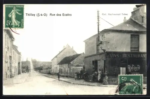 AK Thillay /S- & -O, Rue des Ecoles avec restaurant et tabac