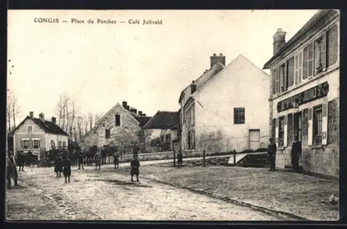 AK Congis, Place du Percher, Café Jolivald