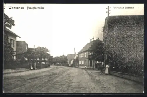 AK Wanzenau, Hauptstrasse und Wirtschaft Zimmer