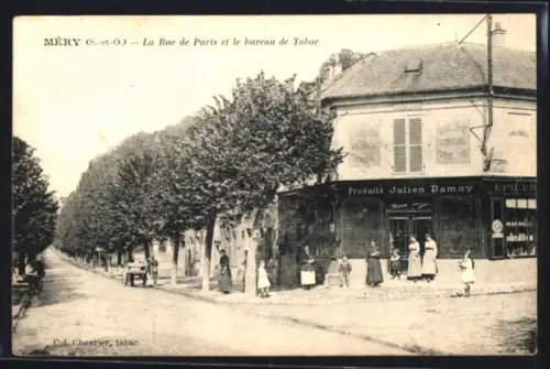 AK Méry /S.-et-O., La Rue de Paris et le bureau de Tabac