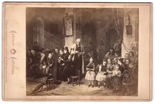 Fotografie unbekannter Fotograf und Ort, Szene In der Dorfkirche nach einem Gemälde von Kretzschmer