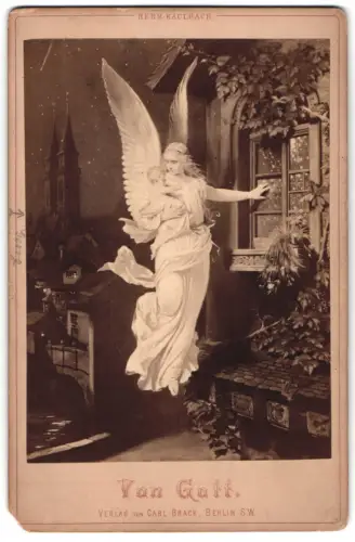 Fotografie Carl Brack, Berlin, Engels bringt ein Kind nach einem Gemälde von Herm. Kaulbach