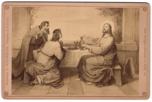 Fotografie Verlag von Hanfstaengl`s Nachfolger, Berlin, Christus in Emmaus nach einem Gemälde von Professor C. Schönherr