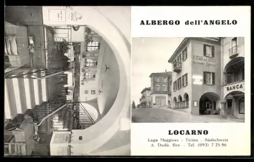 Vertreterkarte Locano /Lago Maggiore, Albergo dell`Angelo, Bes. A. Dadò