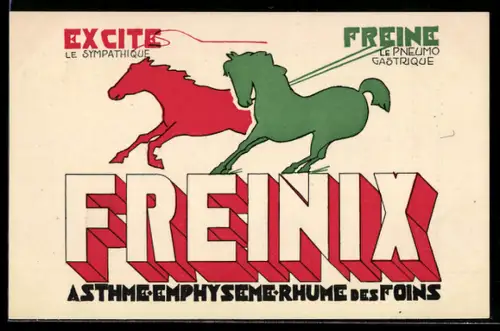 Vertreterkarte Paris, Freinix, Association Papavérine, Pferde im Galopp, Rue de Sèvres 157