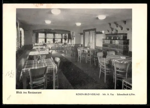 Vertreterkarte Maikammer /Rheinpfalz, K. Wilhelm, Hotel-Pension Waldhaus, Aussen- und Innenansicht