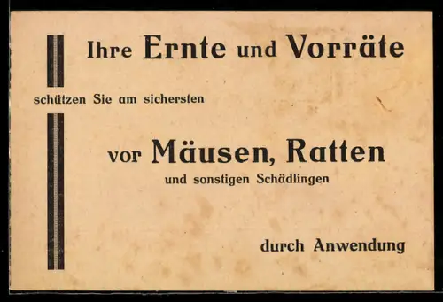 Vertreterkarte Ravensburg, Paul Frei & Co., Schädlingsbekämpfung Feld- und Wühlmäuse
