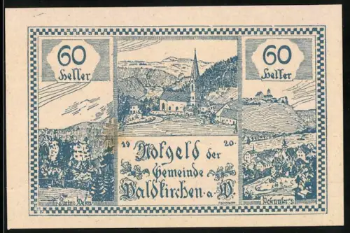 Notgeld Waldkirchen am Wesen, 10 Heller, Ruine Wesen, Wesenufer