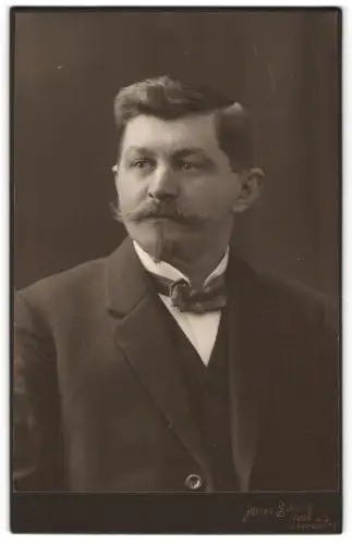 Fotografie Alfred Schurig, Hof a. S., Luitpoldstr. 37, Porträt eines Mannes mit Schnurrbart