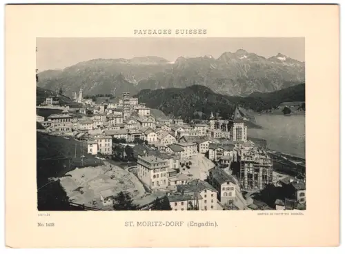 9 Fototypien unbekannter Fotograf, Ansicht St. Moritz, Pontresina und Rosegg Gletscher, St. Moritz-See