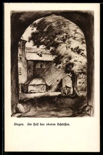 Künstler-AK Siegen, Im Hof des oberen Schlosses