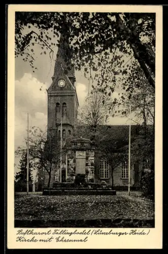 AK Fallingbostel /Lüneb. Heide, Kirche mit Ehrenmal