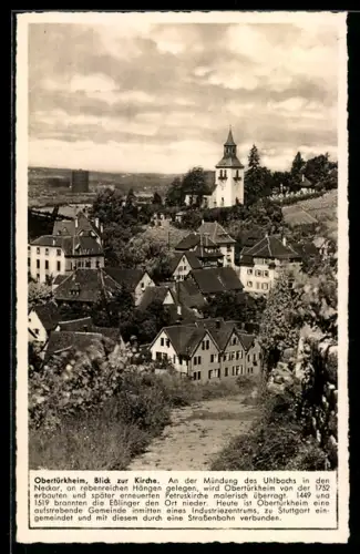 AK Obertürkheim, Ortsansicht mit Blick zur Kirche