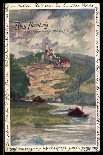Künstler-AK Hornberg, Blick zur Burg