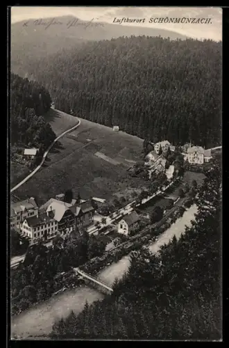 AK Schönmünzach, Ortsansicht vom Berghang aus