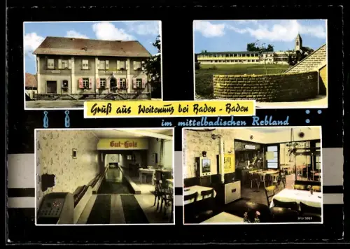 AK Weitenung bei Baden-Baden, Gasthaus zur Linde, Inh. Fritz Klotter, Innenansicht, Speiseraum
