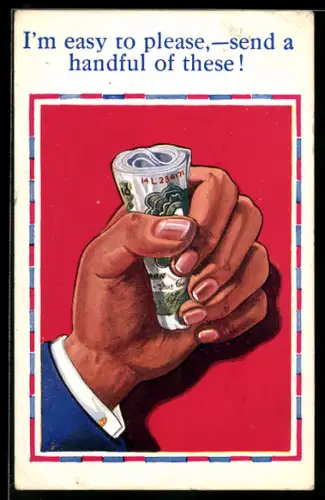 AK Hand mit einem Bündel Geldscheinen