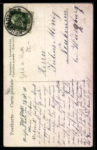 AK Mädchen mit Rosen und einem Geldschein