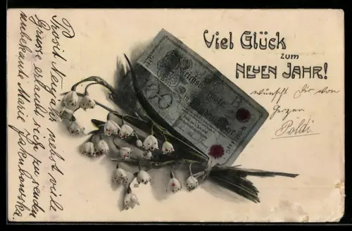 AK Einhundert Reichsmark-Schein mit Blumen