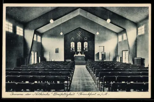 AK Frankfurt-Bockenheim, Inneres der Notkirche Dreifaltigkeit