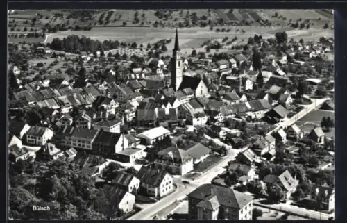 AK Bülach, Totalansicht mit Kirche, Luftaufnahme
