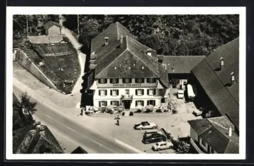 AK Gümmenen, Gasthof Kreuz, Fliegeraufnahme
