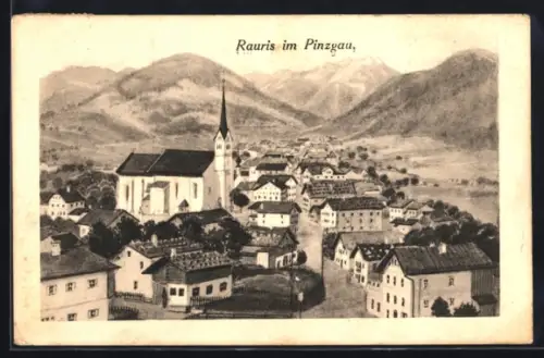 Künstler-AK Rauris im Pinzgau, Teilansicht mit Kirche