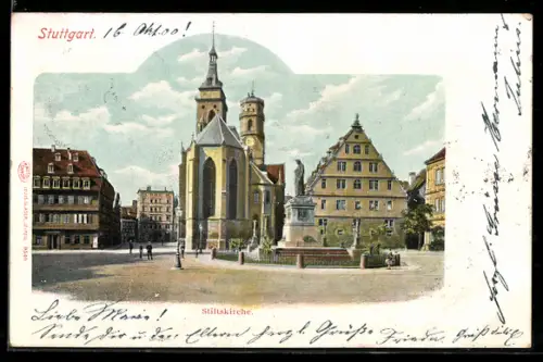 AK Stuttgart, Blick zur Stiftskirche