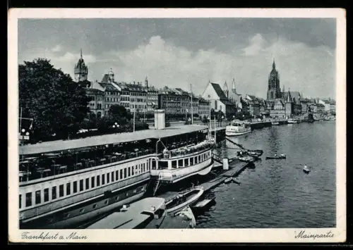 AK Frankfurt a. Main, Mainpartie mit Dampfern