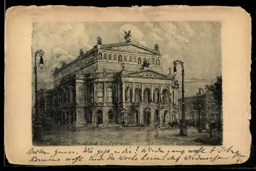 Künstler-AK Frankfurt a.M., Das Opernhaus