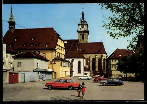 AK Stuttgart-Bad Cannstatt, Marktplatz und Stadtkirche