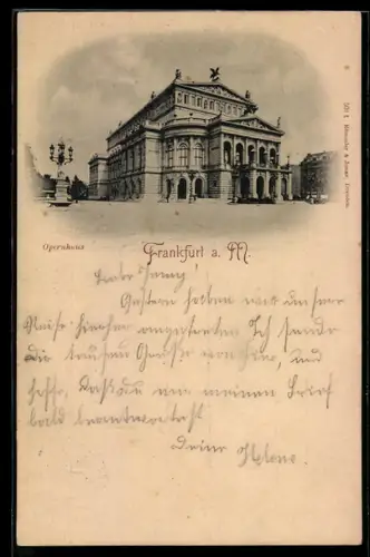 AK Frankfurt a. M., Opernhaus mit Strassenpartie
