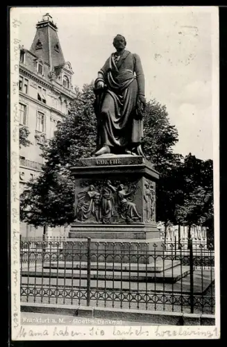 AK Frankfurt a. M., Goethe-Denkmal