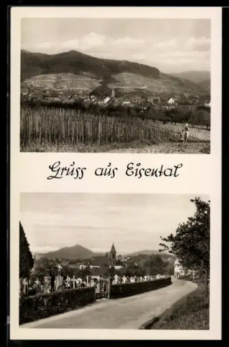 AK Eisental, Strassenpartie mit Totalansicht