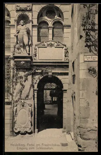 AK Heidelberg, Portal am Friedrichsbau, Eingang zum Schlossaltan