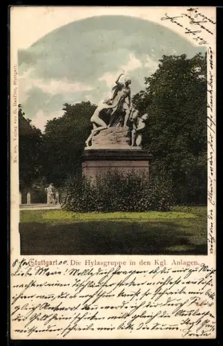 AK Stuttgart, Hylasgruppe in den Königlichen Anlagen