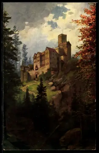 Künstler-AK H. Hoffmann: Baden-Baden, Das alte Schloss vor seiner Zerstörung