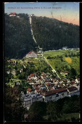 AK Wildbad mit Sommerberg und Bergbahn